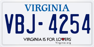 VA license plate VBJ4254