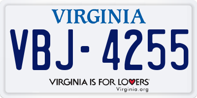 VA license plate VBJ4255