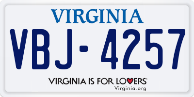 VA license plate VBJ4257