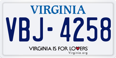 VA license plate VBJ4258