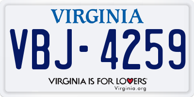 VA license plate VBJ4259