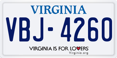 VA license plate VBJ4260