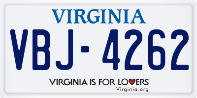 VA license plate VBJ4262