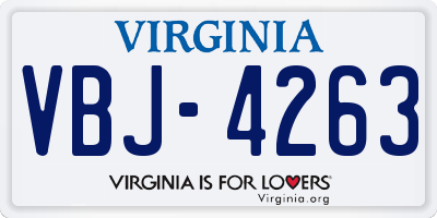 VA license plate VBJ4263