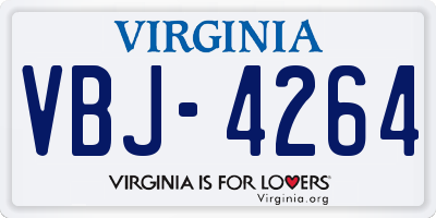 VA license plate VBJ4264