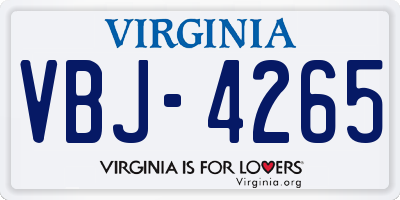 VA license plate VBJ4265