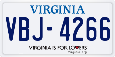 VA license plate VBJ4266