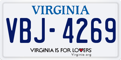 VA license plate VBJ4269