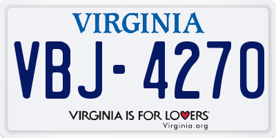VA license plate VBJ4270