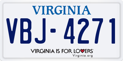 VA license plate VBJ4271
