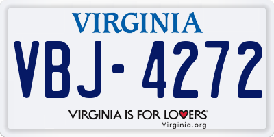 VA license plate VBJ4272