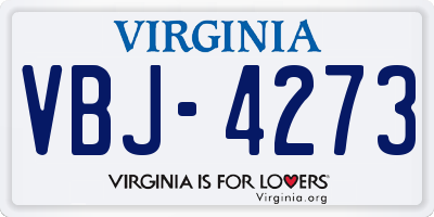VA license plate VBJ4273