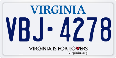 VA license plate VBJ4278