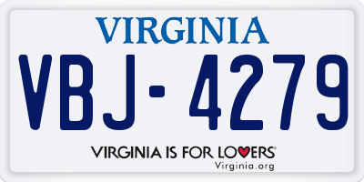 VA license plate VBJ4279
