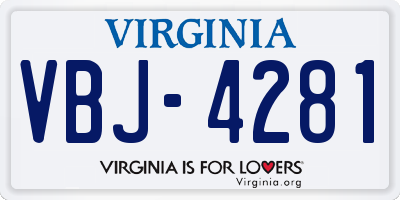 VA license plate VBJ4281