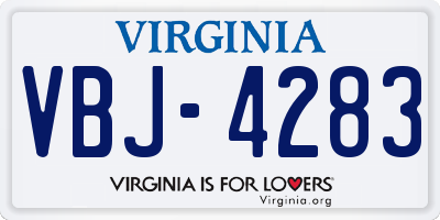 VA license plate VBJ4283