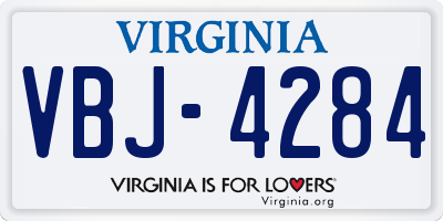 VA license plate VBJ4284