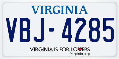 VA license plate VBJ4285
