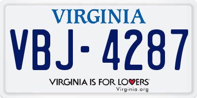 VA license plate VBJ4287