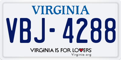 VA license plate VBJ4288