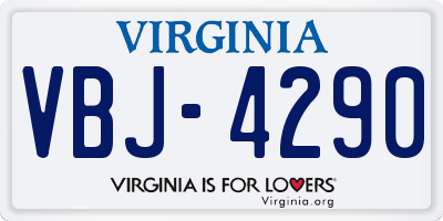 VA license plate VBJ4290