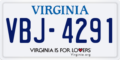 VA license plate VBJ4291