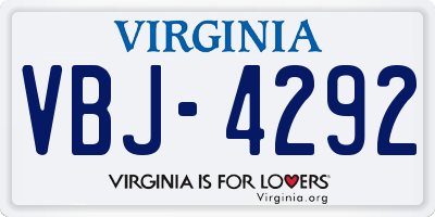 VA license plate VBJ4292