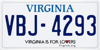 VA license plate VBJ4293