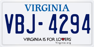 VA license plate VBJ4294