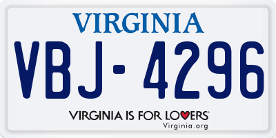 VA license plate VBJ4296