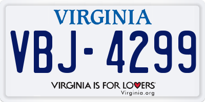 VA license plate VBJ4299