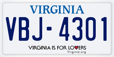 VA license plate VBJ4301