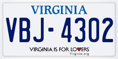 VA license plate VBJ4302