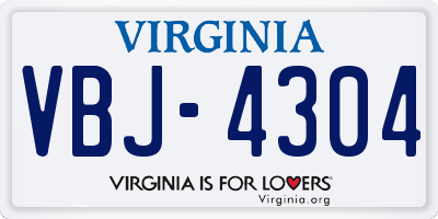 VA license plate VBJ4304