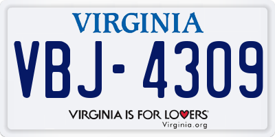 VA license plate VBJ4309