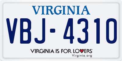 VA license plate VBJ4310