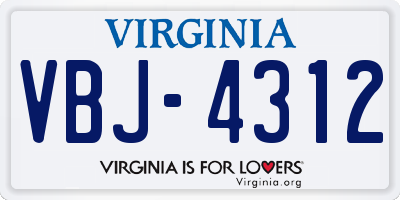 VA license plate VBJ4312