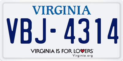 VA license plate VBJ4314