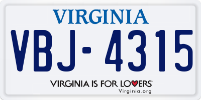 VA license plate VBJ4315