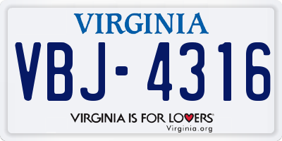VA license plate VBJ4316