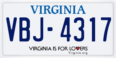 VA license plate VBJ4317