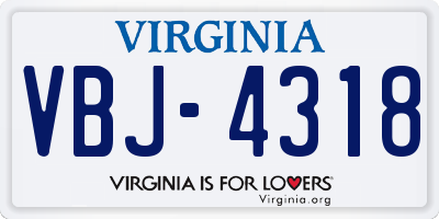VA license plate VBJ4318