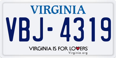 VA license plate VBJ4319