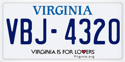VA license plate VBJ4320