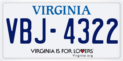 VA license plate VBJ4322
