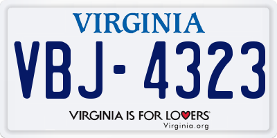 VA license plate VBJ4323