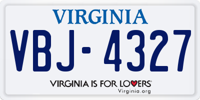 VA license plate VBJ4327