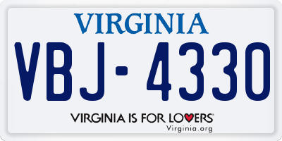 VA license plate VBJ4330