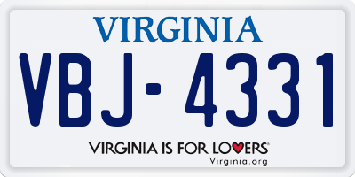 VA license plate VBJ4331