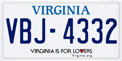 VA license plate VBJ4332
